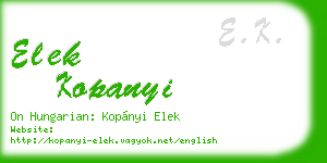 elek kopanyi business card