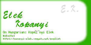 elek kopanyi business card